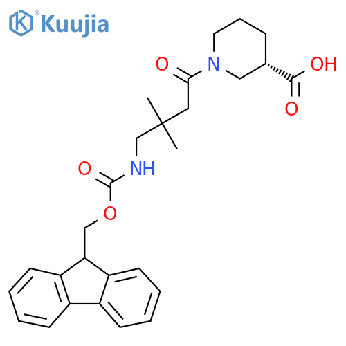 (3S)-1-4-({(9H-fluoren-9-yl)methoxycarbonyl}amino)-3,3-dimethylbutanoylpiperidine-3-carboxylic acid structure