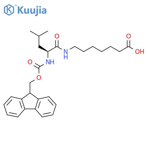 7-(2S)-2-({(9H-fluoren-9-yl)methoxycarbonyl}amino)-4-methylpentanamidoheptanoic acid structure