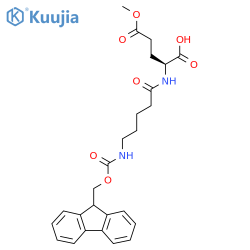 (2S)-2-5-({(9H-fluoren-9-yl)methoxycarbonyl}amino)pentanamido-5-methoxy-5-oxopentanoic acid structure