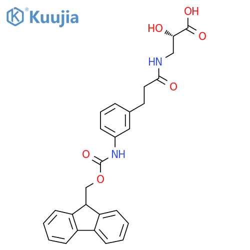 (2S)-3-{3-3-({(9H-fluoren-9-yl)methoxycarbonyl}amino)phenylpropanamido}-2-hydroxypropanoic acid structure