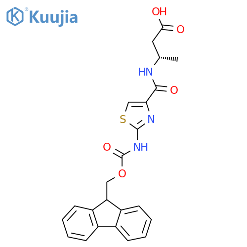 (3S)-3-{2-({(9H-fluoren-9-yl)methoxycarbonyl}amino)-1,3-thiazol-4-ylformamido}butanoic acid structure