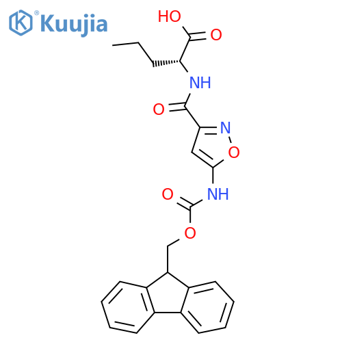 (2R)-2-{5-({(9H-fluoren-9-yl)methoxycarbonyl}amino)-1,2-oxazol-3-ylformamido}pentanoic acid structure