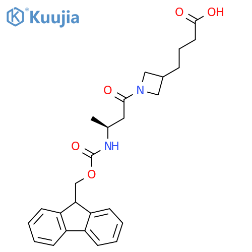 4-{1-(3S)-3-({(9H-fluoren-9-yl)methoxycarbonyl}amino)butanoylazetidin-3-yl}butanoic acid structure