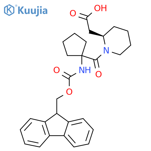 2-(2R)-1-1-({(9H-fluoren-9-yl)methoxycarbonyl}amino)cyclopentanecarbonylpiperidin-2-ylacetic acid structure