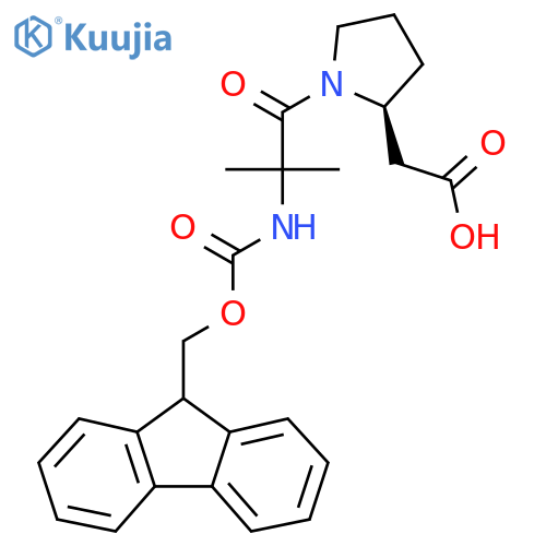 2-(2S)-1-2-({(9H-fluoren-9-yl)methoxycarbonyl}amino)-2-methylpropanoylpyrrolidin-2-ylacetic acid structure