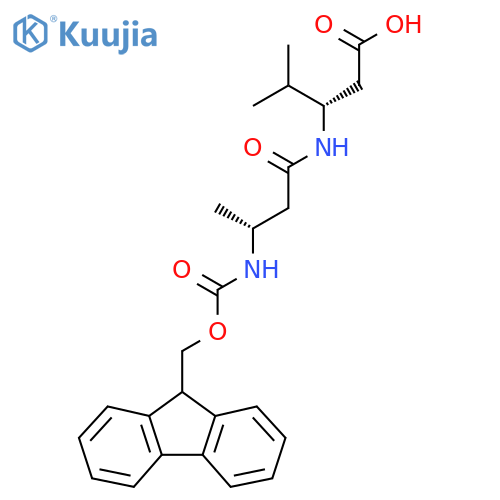 (3S)-3-(3R)-3-({(9H-fluoren-9-yl)methoxycarbonyl}amino)butanamido-4-methylpentanoic acid structure