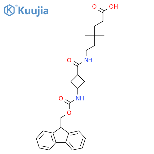 4,4-dimethyl-6-{(1s,3s)-3-({(9H-fluoren-9-yl)methoxycarbonyl}amino)cyclobutylformamido}hexanoic acid structure