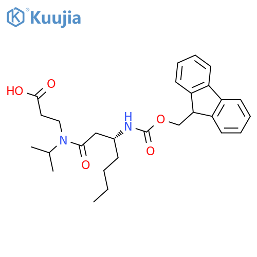 3-(3R)-3-({(9H-fluoren-9-yl)methoxycarbonyl}amino)-N-(propan-2-yl)heptanamidopropanoic acid structure