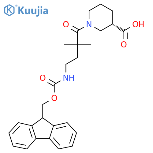 (3S)-1-4-({(9H-fluoren-9-yl)methoxycarbonyl}amino)-2,2-dimethylbutanoylpiperidine-3-carboxylic acid structure
