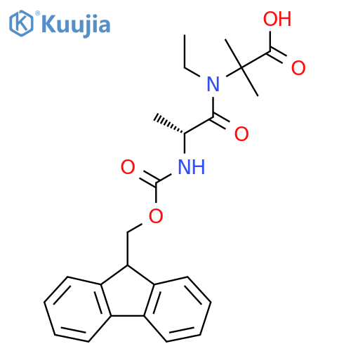 2-(2R)-N-ethyl-2-({(9H-fluoren-9-yl)methoxycarbonyl}amino)propanamido-2-methylpropanoic acid structure
