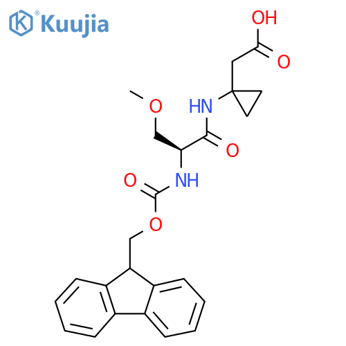 2-{1-(2S)-2-({(9H-fluoren-9-yl)methoxycarbonyl}amino)-3-methoxypropanamidocyclopropyl}acetic acid structure