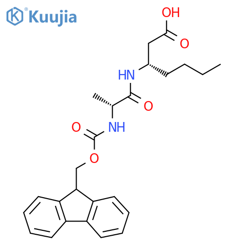 (3S)-3-(2R)-2-({(9H-fluoren-9-yl)methoxycarbonyl}amino)propanamidoheptanoic acid structure