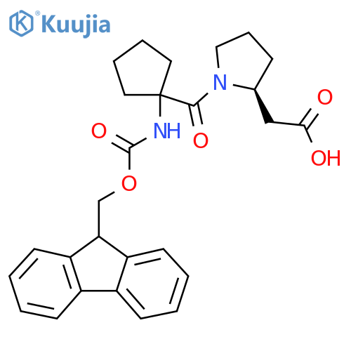 2-(2S)-1-1-({(9H-fluoren-9-yl)methoxycarbonyl}amino)cyclopentanecarbonylpyrrolidin-2-ylacetic acid structure