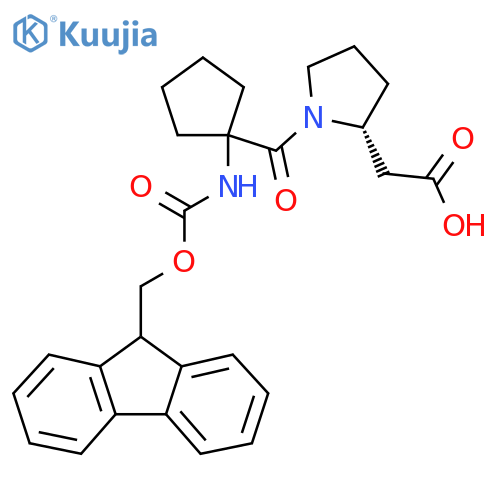 2-(2R)-1-1-({(9H-fluoren-9-yl)methoxycarbonyl}amino)cyclopentanecarbonylpyrrolidin-2-ylacetic acid structure