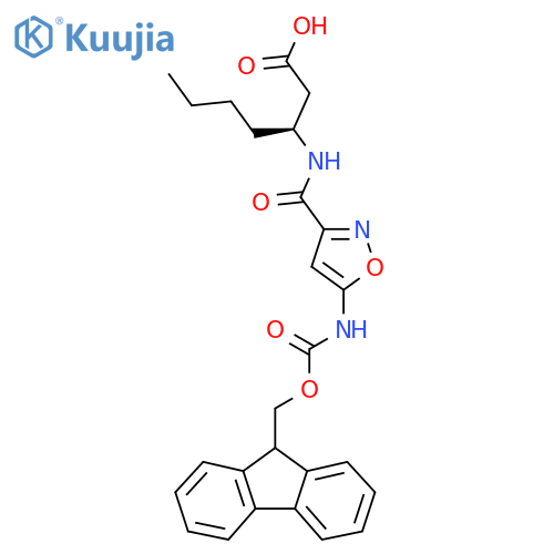(3S)-3-{5-({(9H-fluoren-9-yl)methoxycarbonyl}amino)-1,2-oxazol-3-ylformamido}heptanoic acid structure