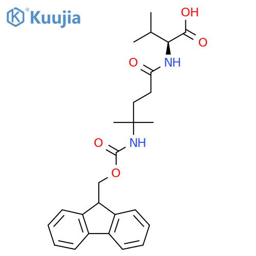 (2S)-2-4-({(9H-fluoren-9-yl)methoxycarbonyl}amino)-4-methylpentanamido-3-methylbutanoic acid structure