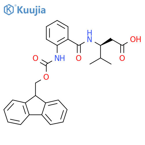 (3S)-3-{2-({(9H-fluoren-9-yl)methoxycarbonyl}amino)phenylformamido}-4-methylpentanoic acid structure