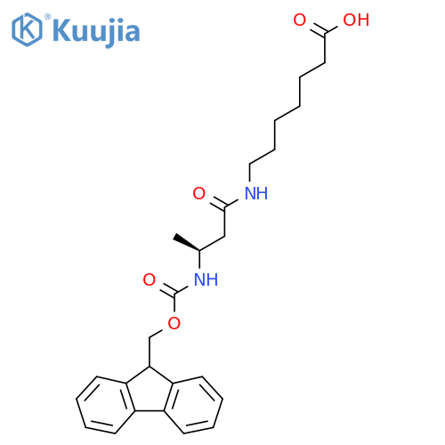7-[(3S)-3-({[(9H-fluoren-9-yl)methoxy]carbonyl}amino)butanamido]heptanoic acid structure