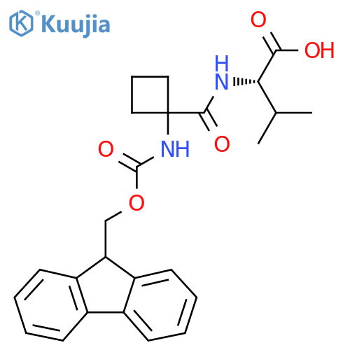(2S)-2-{1-({(9H-fluoren-9-yl)methoxycarbonyl}amino)cyclobutylformamido}-3-methylbutanoic acid structure