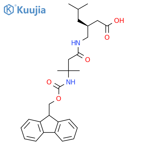 (3S)-3-{3-({(9H-fluoren-9-yl)methoxycarbonyl}amino)-3-methylbutanamidomethyl}-5-methylhexanoic acid structure