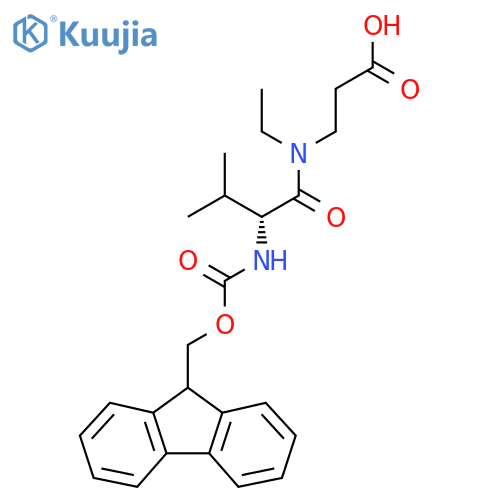 3-(2R)-N-ethyl-2-({(9H-fluoren-9-yl)methoxycarbonyl}amino)-3-methylbutanamidopropanoic acid structure