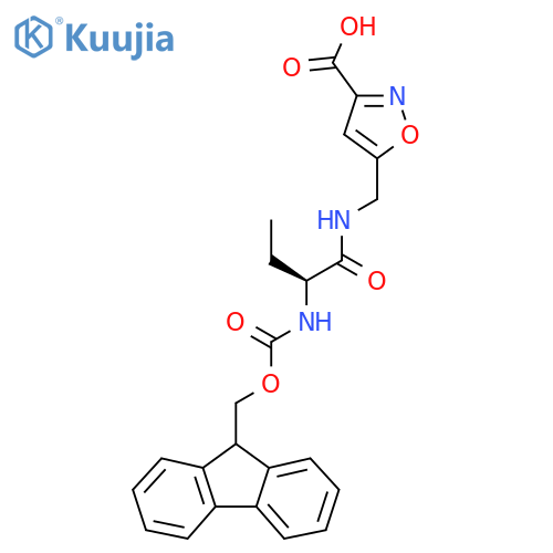 5-{(2S)-2-({(9H-fluoren-9-yl)methoxycarbonyl}amino)butanamidomethyl}-1,2-oxazole-3-carboxylic acid structure