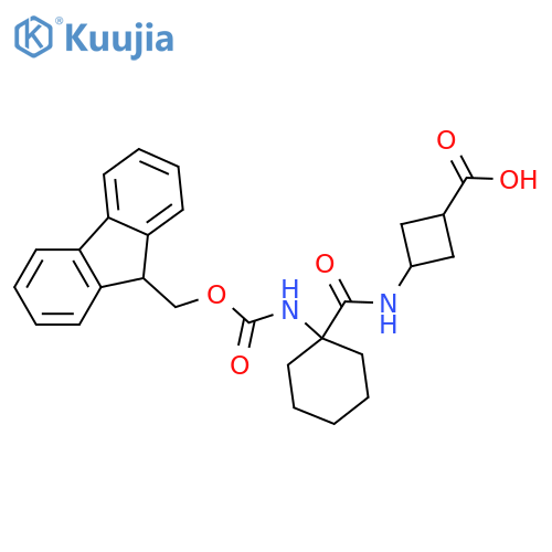 (1s,3s)-3-1-({(9H-fluoren-9-yl)methoxycarbonyl}amino)cyclohexaneamidocyclobutane-1-carboxylic acid structure