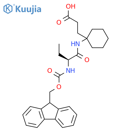 3-{1-(2S)-2-({(9H-fluoren-9-yl)methoxycarbonyl}amino)butanamidocyclohexyl}propanoic acid structure