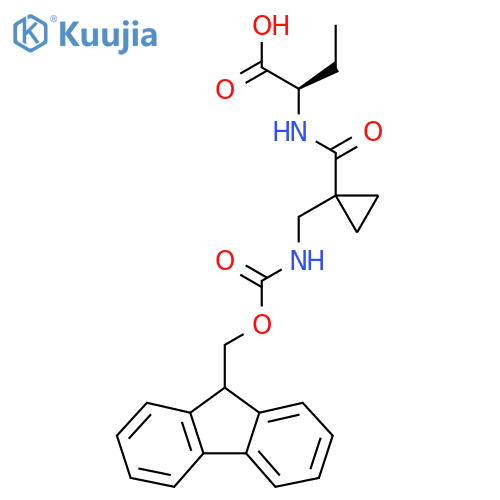 (2R)-2-({1-({(9H-fluoren-9-yl)methoxycarbonyl}amino)methylcyclopropyl}formamido)butanoic acid structure