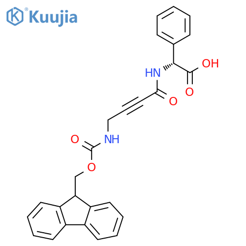 (2R)-2-4-({(9H-fluoren-9-yl)methoxycarbonyl}amino)but-2-ynamido-2-phenylacetic acid structure