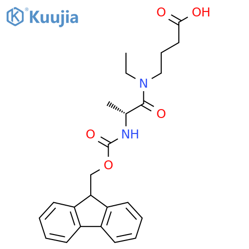 4-(2R)-N-ethyl-2-({(9H-fluoren-9-yl)methoxycarbonyl}amino)propanamidobutanoic acid structure
