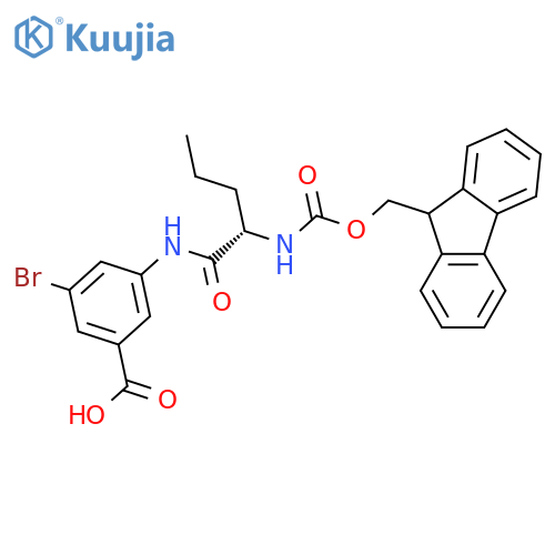 3-bromo-5-(2S)-2-({(9H-fluoren-9-yl)methoxycarbonyl}amino)pentanamidobenzoic acid structure