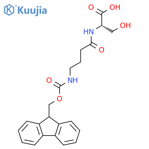 (2S)-2-4-({(9H-fluoren-9-yl)methoxycarbonyl}amino)butanamido-3-hydroxypropanoic acid structure