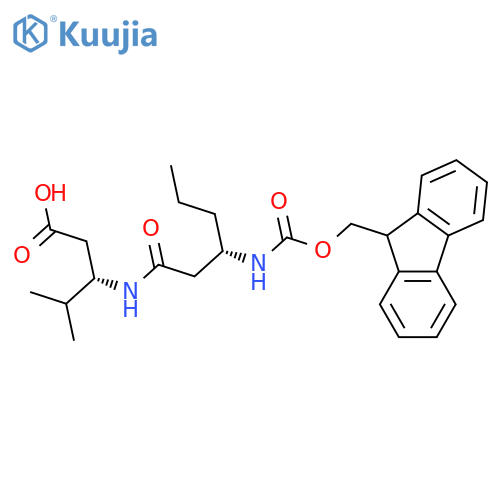 (3S)-3-(3S)-3-({(9H-fluoren-9-yl)methoxycarbonyl}amino)hexanamido-4-methylpentanoic acid structure