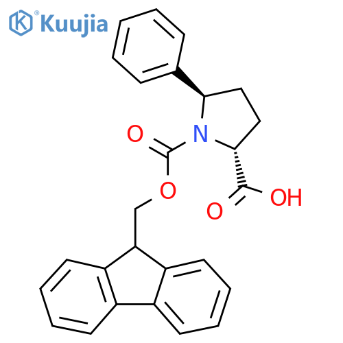 (2R,5R)-1-{(9H-fluoren-9-yl)methoxycarbonyl}-5-phenylpyrrolidine-2-carboxylic acid structure