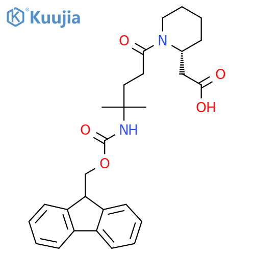 2-(2R)-1-4-({(9H-fluoren-9-yl)methoxycarbonyl}amino)-4-methylpentanoylpiperidin-2-ylacetic acid structure