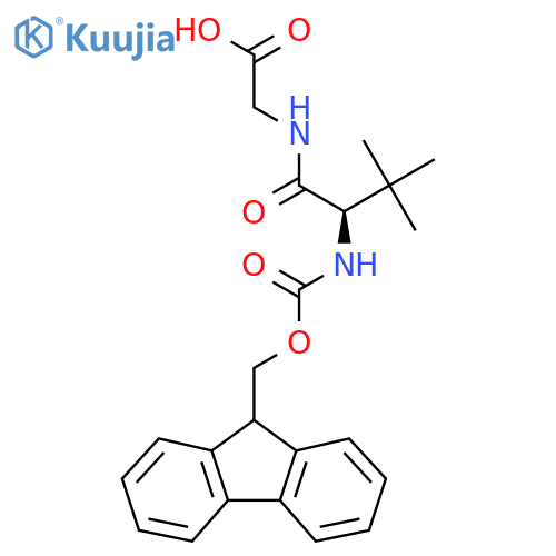 2-(2R)-2-({(9H-fluoren-9-yl)methoxycarbonyl}amino)-3,3-dimethylbutanamidoacetic acid structure