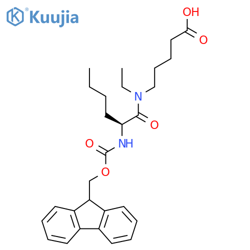 5-(2S)-N-ethyl-2-({(9H-fluoren-9-yl)methoxycarbonyl}amino)hexanamidopentanoic acid structure
