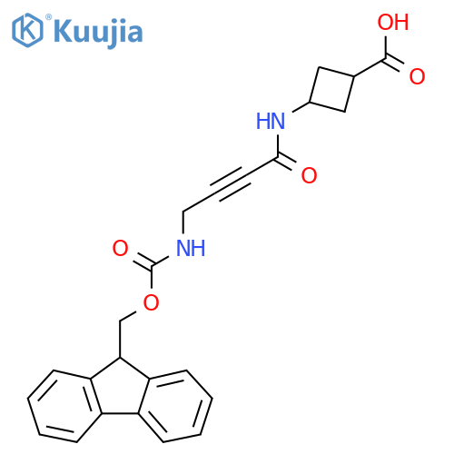 (1r,3r)-3-4-({(9H-fluoren-9-yl)methoxycarbonyl}amino)but-2-ynamidocyclobutane-1-carboxylic acid structure