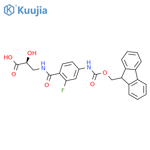 (2S)-3-{4-({(9H-fluoren-9-yl)methoxycarbonyl}amino)-2-fluorophenylformamido}-2-hydroxypropanoic acid structure