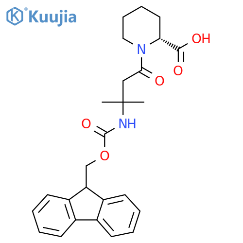 (2R)-1-3-({(9H-fluoren-9-yl)methoxycarbonyl}amino)-3-methylbutanoylpiperidine-2-carboxylic acid structure