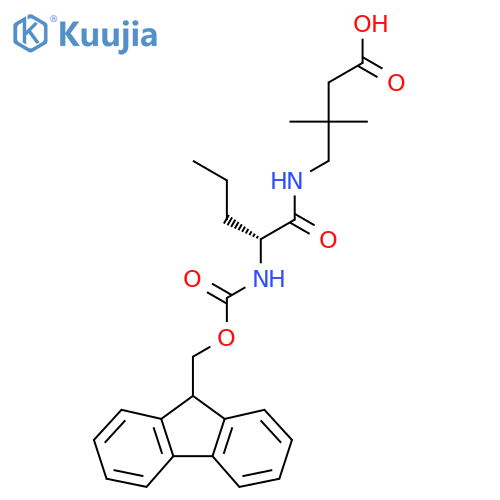4-(2R)-2-({(9H-fluoren-9-yl)methoxycarbonyl}amino)pentanamido-3,3-dimethylbutanoic acid structure
