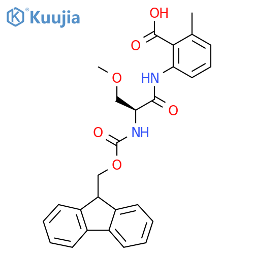 2-(2S)-2-({(9H-fluoren-9-yl)methoxycarbonyl}amino)-3-methoxypropanamido-6-methylbenzoic acid structure