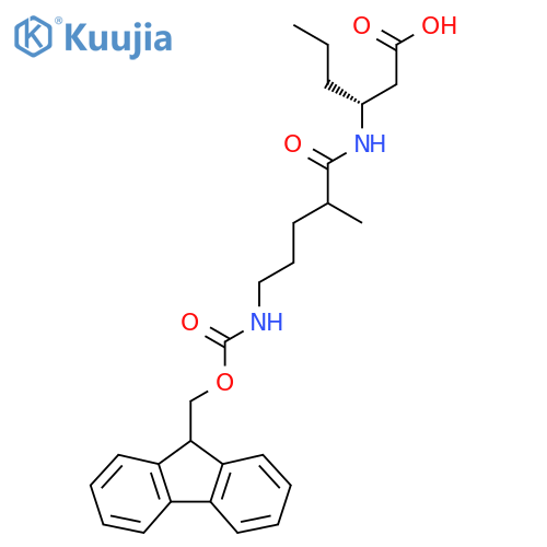 (3R)-3-5-({(9H-fluoren-9-yl)methoxycarbonyl}amino)-2-methylpentanamidohexanoic acid structure