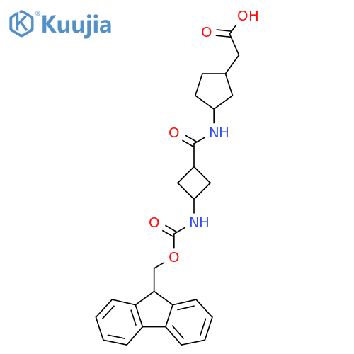 2-{3-(1r,3r)-3-({(9H-fluoren-9-yl)methoxycarbonyl}amino)cyclobutaneamidocyclopentyl}acetic acid structure