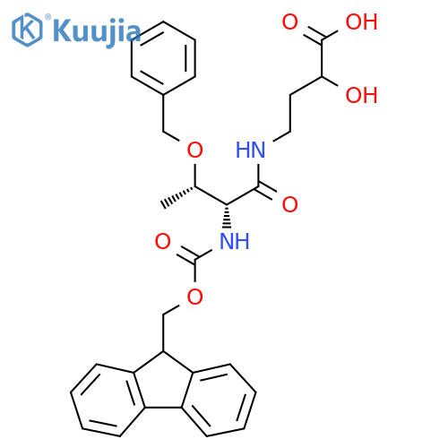 4-(2R,3S)-3-(benzyloxy)-2-({(9H-fluoren-9-yl)methoxycarbonyl}amino)butanamido-2-hydroxybutanoic acid structure