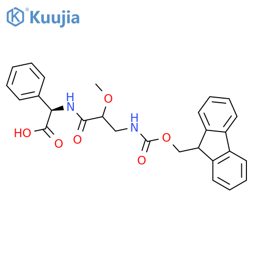 (2R)-2-3-({(9H-fluoren-9-yl)methoxycarbonyl}amino)-2-methoxypropanamido-2-phenylacetic acid structure