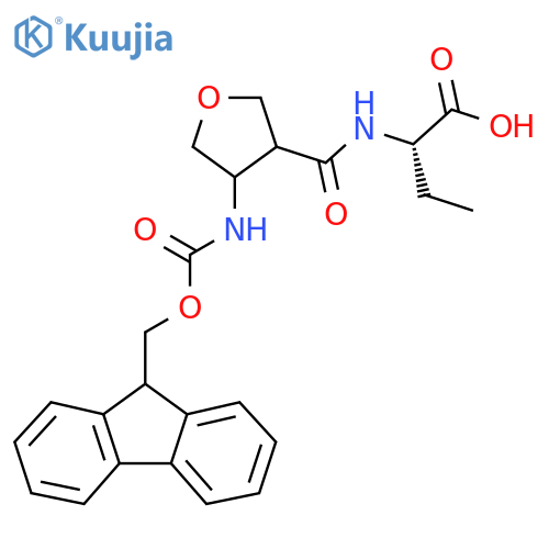 (2S)-2-{4-({(9H-fluoren-9-yl)methoxycarbonyl}amino)oxolan-3-ylformamido}butanoic acid structure