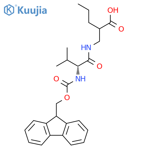2-{(2R)-2-({(9H-fluoren-9-yl)methoxycarbonyl}amino)-3-methylbutanamidomethyl}pentanoic acid structure
