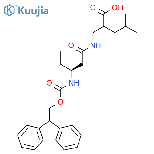 2-{(3S)-3-({(9H-fluoren-9-yl)methoxycarbonyl}amino)pentanamidomethyl}-4-methylpentanoic acid structure